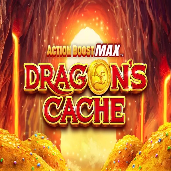 Action Boost Max Dragon's Cache online game logo by SpinPlay Games on spindogscasino.net